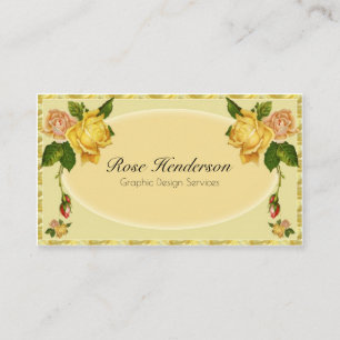 Tarjeta De Visita Floral femenino bonito de los rosas amarillos del