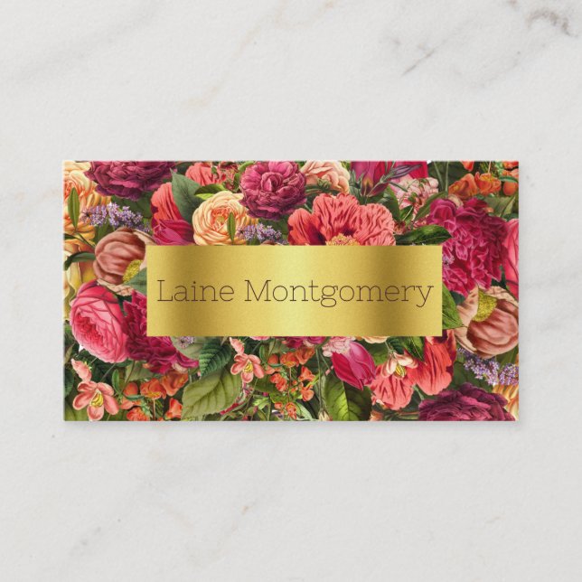 Tarjeta de visita floral floral de flores brillant (Anverso)