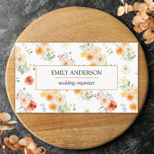Tarjeta De Visita Floral Flores Soleadas Acuarela Personalizadas