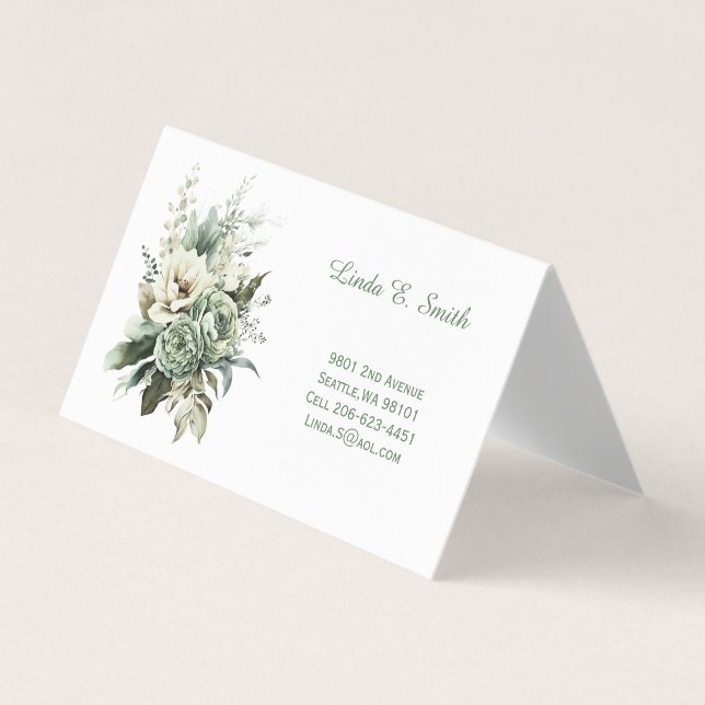 Tarjeta De Visita Floral Folded Calling Card (Anverso)