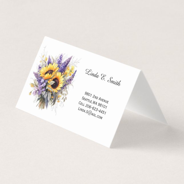 Tarjeta De Visita Floral Folded Calling Card  (Anverso)