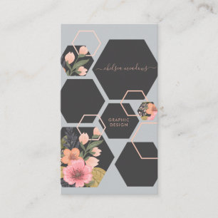Tarjeta De Visita Floral geométrica moderna Honey Comb