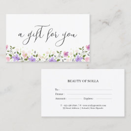 Tarjeta De Visita Floral Gift Certificate Card for Small Businesses