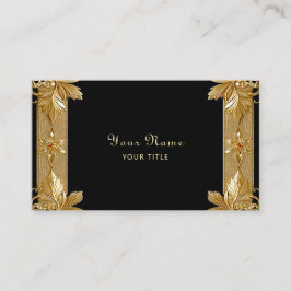 Tarjeta de visita floral Gold Black Ornate