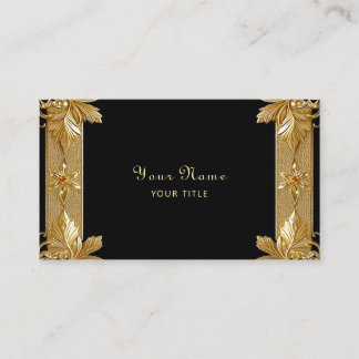 Tarjeta de visita floral Gold Black Ornate