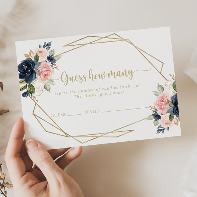 Tarjeta De Visita Floral Gold Geométrica Adivinan Cuántos Juego (Subido por el creador)