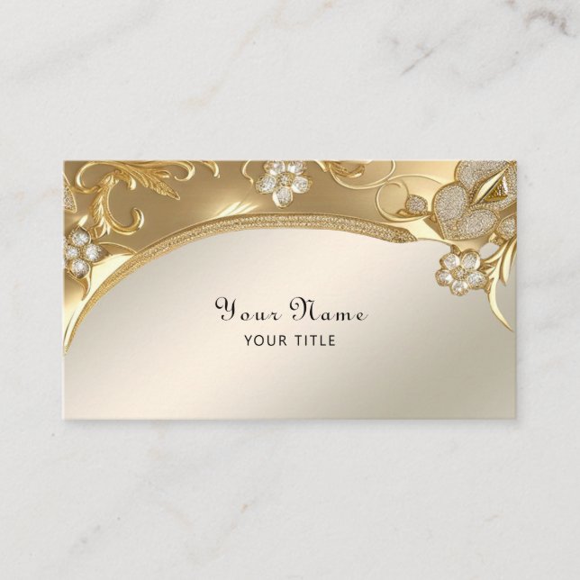Tarjeta de visita floral Gold Ornate (Anverso)