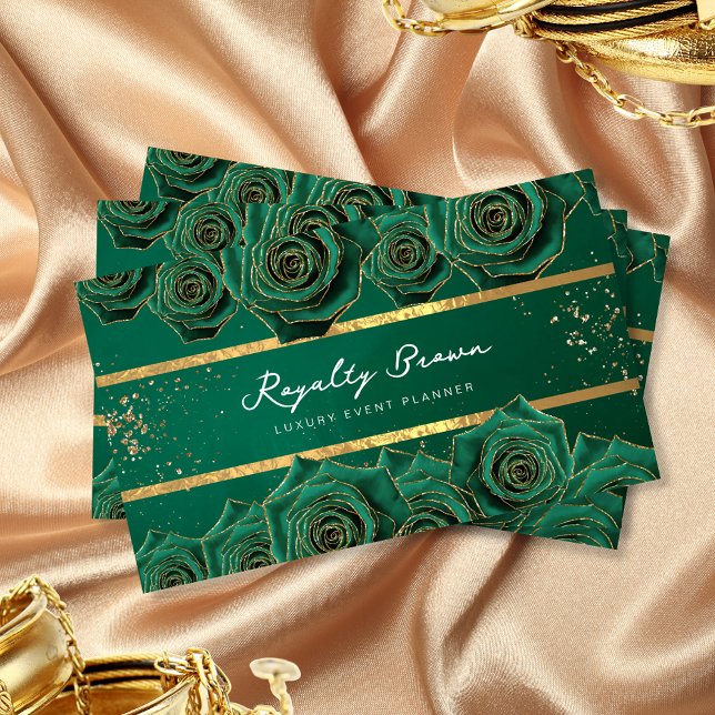Tarjeta de visita floral Green Gold de lujo (Subido por el creador)