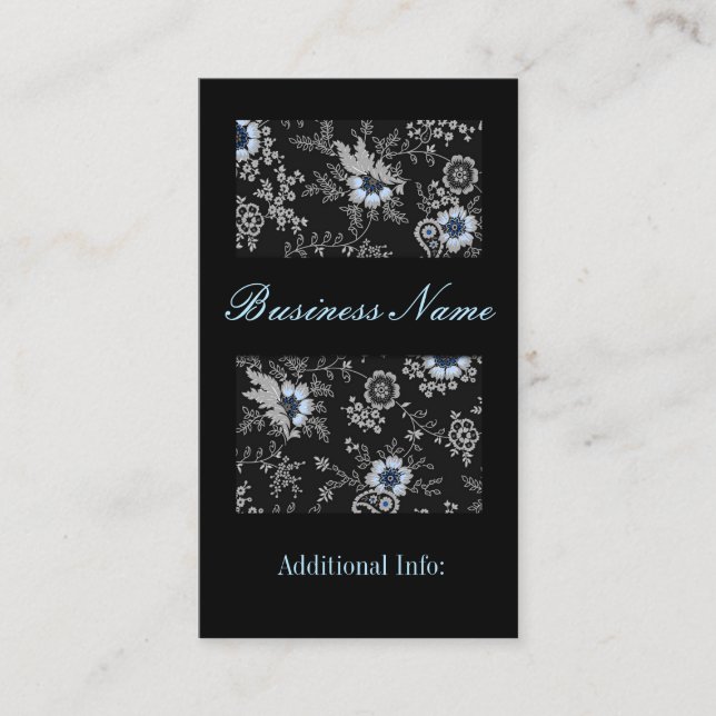 Tarjeta de visita floral gris plateada 5 (Anverso)