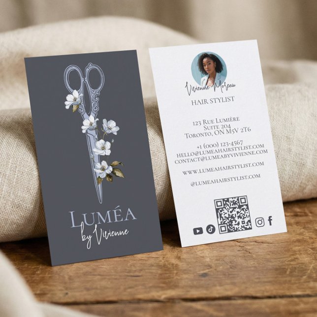 Tarjeta De Visita Floral Hair Dresser Stylist Beauty Salon Photo (Floral Hair Dresser Stylist Beauty Salon Photo Business Card)