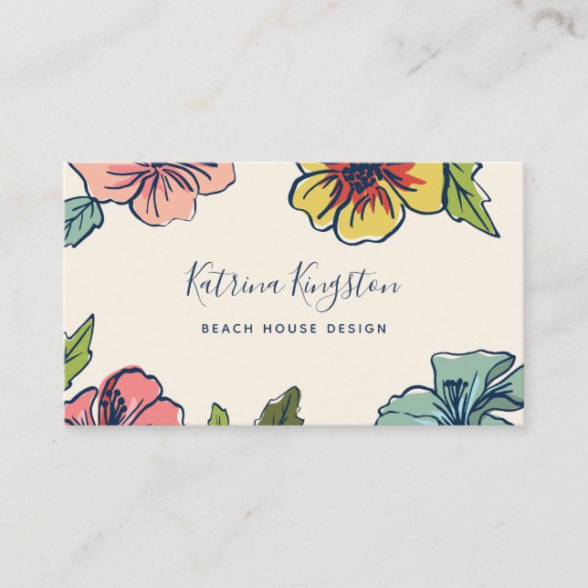Tarjeta De Visita Floral hawaiano de la hawaiana (Anverso)
