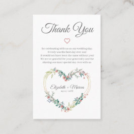 Tarjeta De Visita Floral Heart in Pink with Thanks