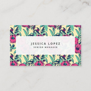 Tarjeta De Visita Floral Hot Pink Floral Pintura Genérica C