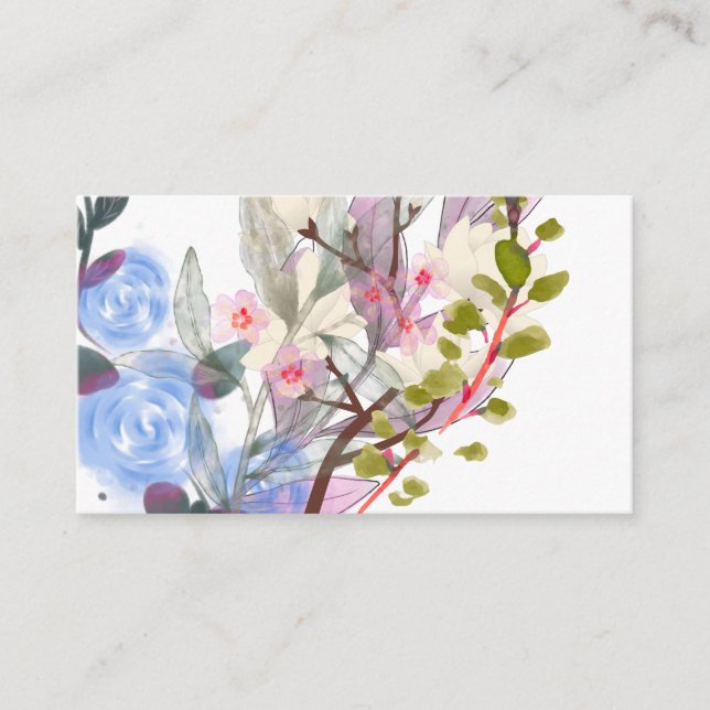 Tarjeta De Visita Floral Leaves Art – Elegant Flowers and Botanical (Anverso)