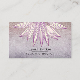 Tarjeta De Visita Floral Lotus Yoga Meditación Purple Holístico