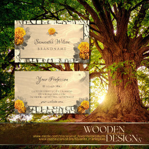 Tarjeta De Visita Floral Luz natural Marrón Madera Grano Arroz