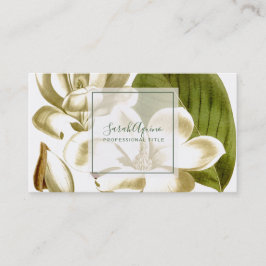 Tarjeta De Visita Floral magnoliana blanca