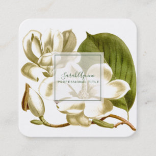 Tarjeta de visita floral Magnolias blancas