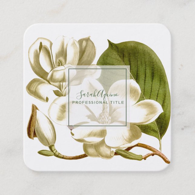 Tarjeta de visita floral Magnolias blancas (Anverso)