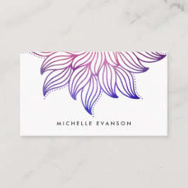 Tarjeta De Visita Floral Mandala azul y morado acuarela Boho