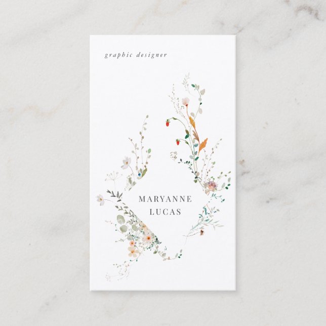 tarjeta de visita floral mínima de pradera (Anverso)