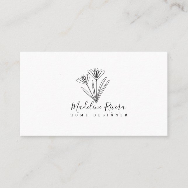 Tarjeta de visita floral minimalista (Anverso)