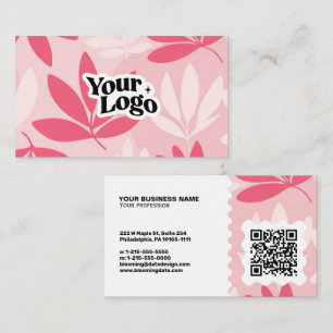 Tarjeta de visita floral moderna: código QR y logo