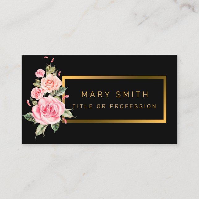 Tarjeta De Visita Floral moderna de lujo Añadir tu texto (Anverso)