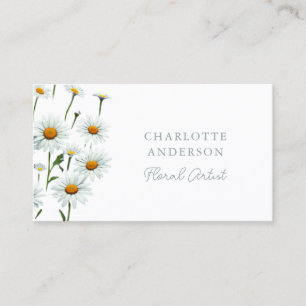 Tarjeta De Visita Floral moderna de margarita blanca