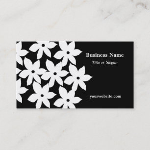 Tarjeta De Visita Floral Moderno Blanco y Negro