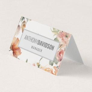 Tarjeta De Visita Floral Moderno Minimalista elegante profesional