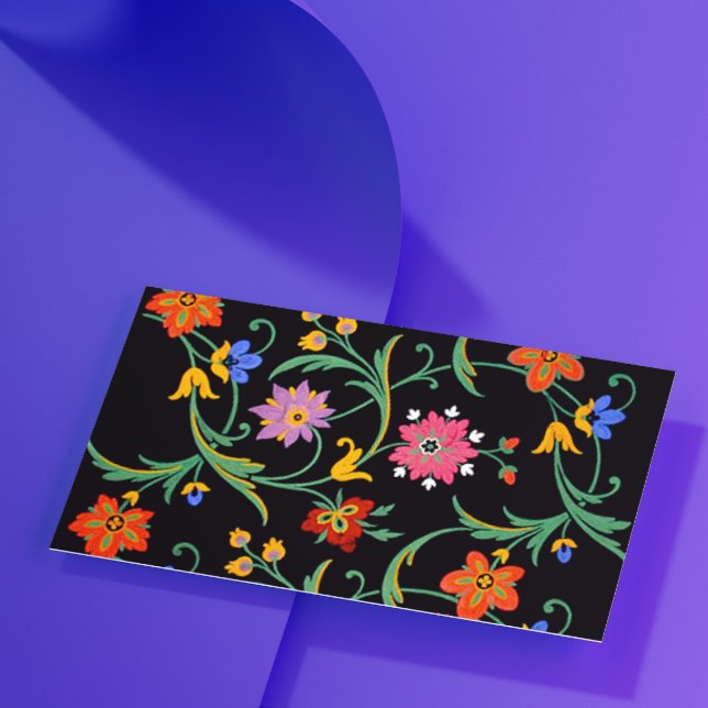 Tarjeta De Visita Floral multicolor negro (Subido por el creador)