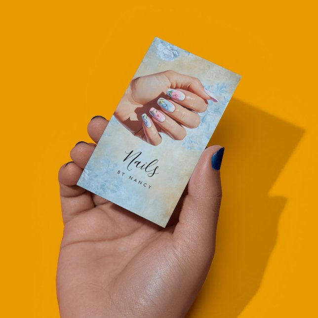 Tarjeta De Visita Floral Nail Art Pastel  (Subido por el creador)