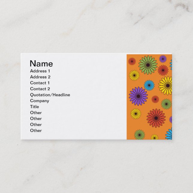 Tarjeta de visita floral Naranja Cute (Anverso)