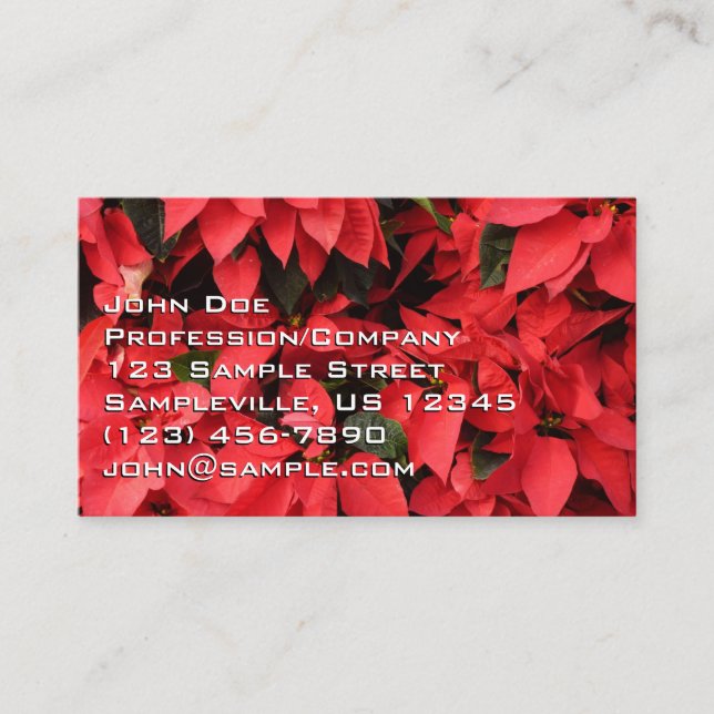 Tarjeta De Visita Floral navideña de Navidades de la Poinsettias Roj (Anverso)