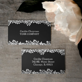 Tarjeta De Visita Floral negro elegante estilo Gótico personalizado