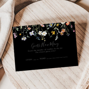 Tarjeta De Visita Floral negro salvaje adivina cuántas cartas de jue