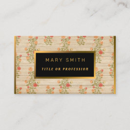 Tarjeta De Visita Floral on Wood Gold Personalizar Profesional Moder