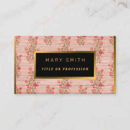 Tarjeta De Visita Floral on Wood Gold Personalizar Profesional Moder