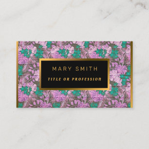 Tarjeta De Visita Floral on Wood Gold Personalizar Profesional Moder