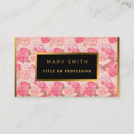 Tarjeta De Visita Floral on Wood Gold Personalizar Profesional Moder