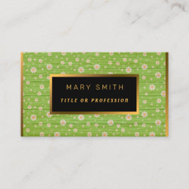 Tarjeta De Visita Floral on Wood Gold Personalizar Profesional Moder