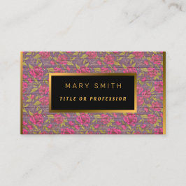 Tarjeta De Visita Floral on Wood Gold Personalizar Profesional Moder