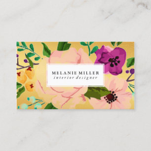 Tarjeta de visita - floral oro