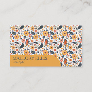 Tarjeta De Visita Floral Paisley Orange Pattern | Hair stylist