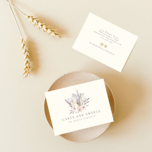 Tarjeta De Visita Floral Panadería Pastelería Chef Baking Utensiers 