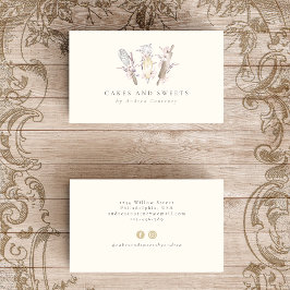 Tarjeta De Visita Floral Panadería Pastelería Chef Hornear Utensilio