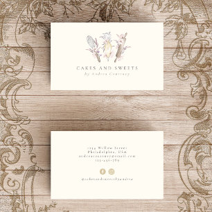 Tarjeta De Visita Floral Panadería Pastelería Chef Hornear Utensilio