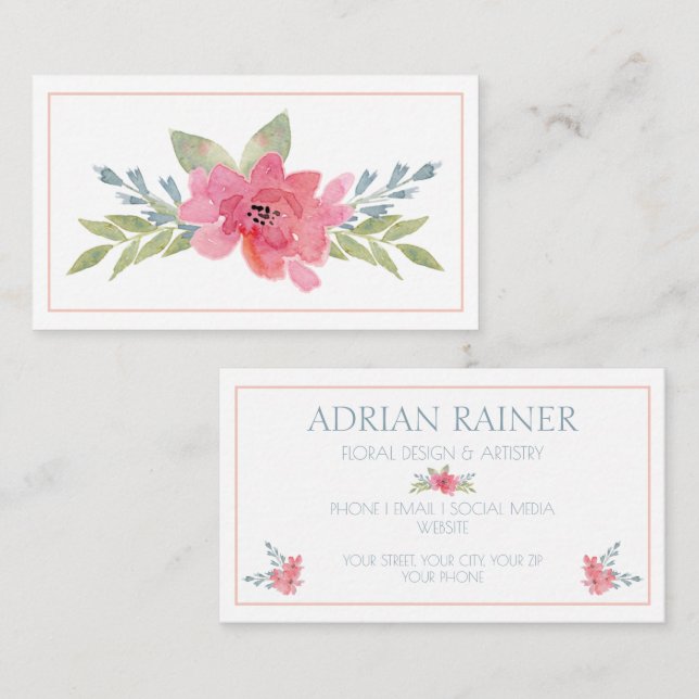 Tarjeta de visita floral para profesionales creati (Anverso / Reverso)