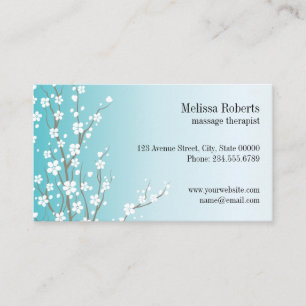 Tarjeta de visita floral para terapeuta de masaje